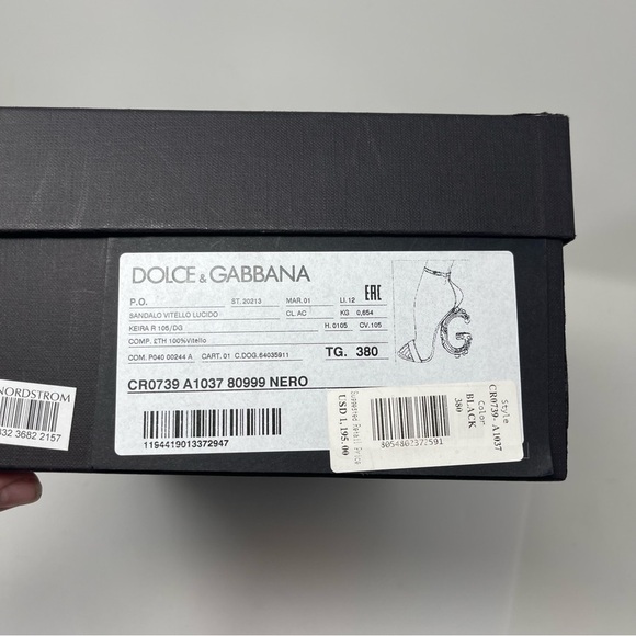 Dolce&Gabbana Black Gold Sculpted-Heel Baroque DG Patent Leather Sandals sz 38 8 - Picture 11 of 13